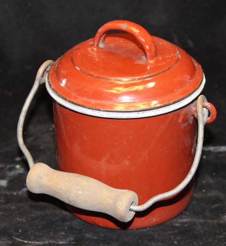 Alte email henkel topf braun - email,